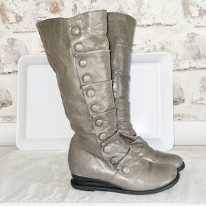 Miz Mooz New York Bloom Knee High Boot Grey Leather Sz 7